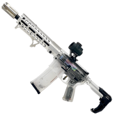 Transparent SLR 3.0 Gel Blaster with metal gear system, XT30 battery, and high FPS performance.